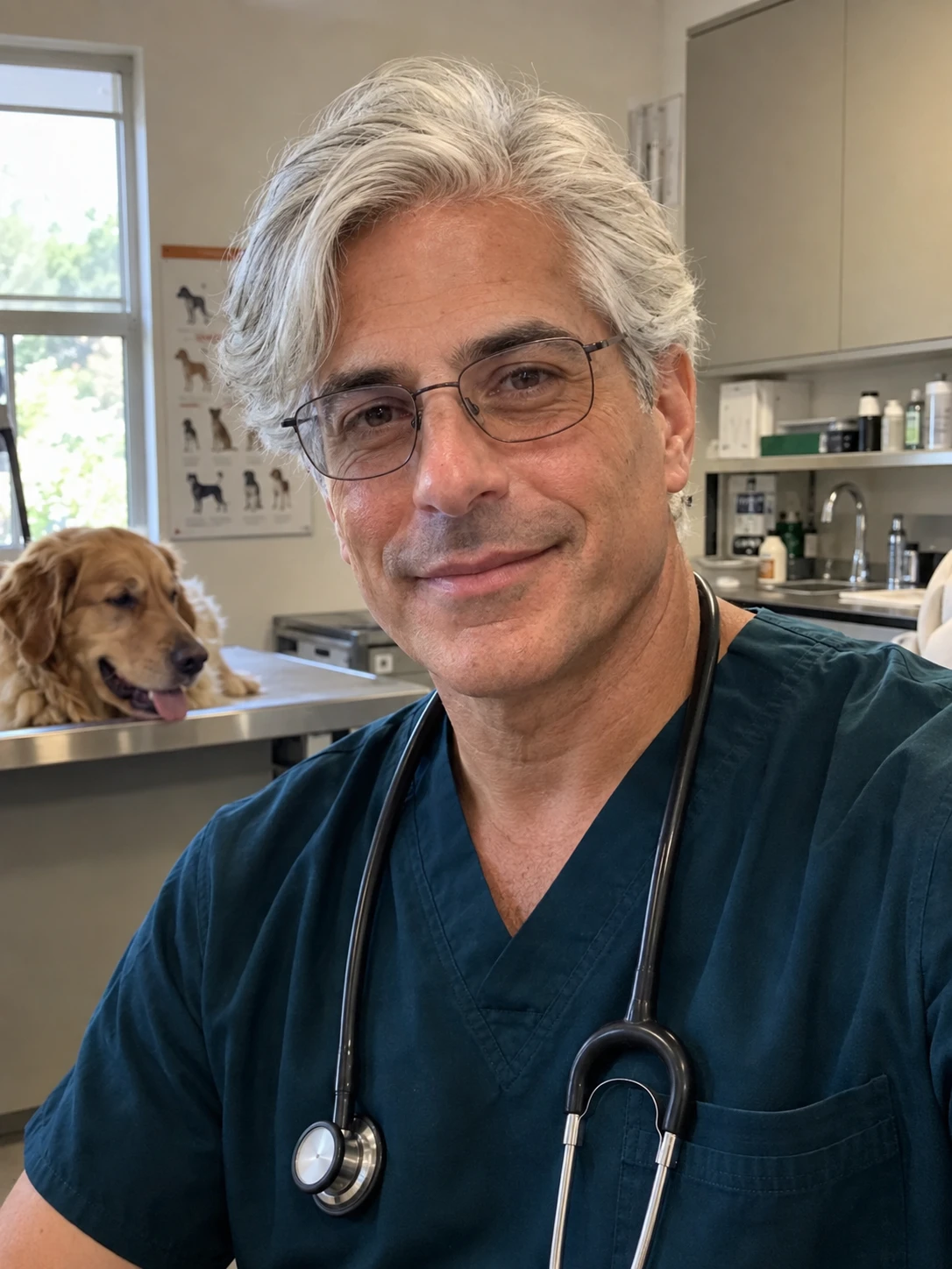 Dr. Levi Cohen, DVM, in his veterinary clinic